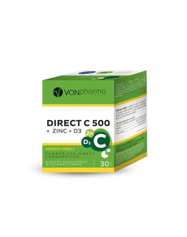 DIREKT C 500 + CINK + D3 PRAŠEK (30 vrečk)